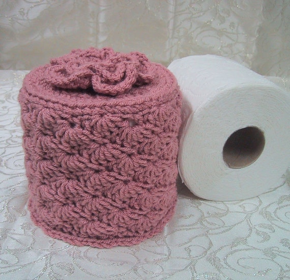 Cover Your Spare Toilet Paper Cover w Flower on Top TP