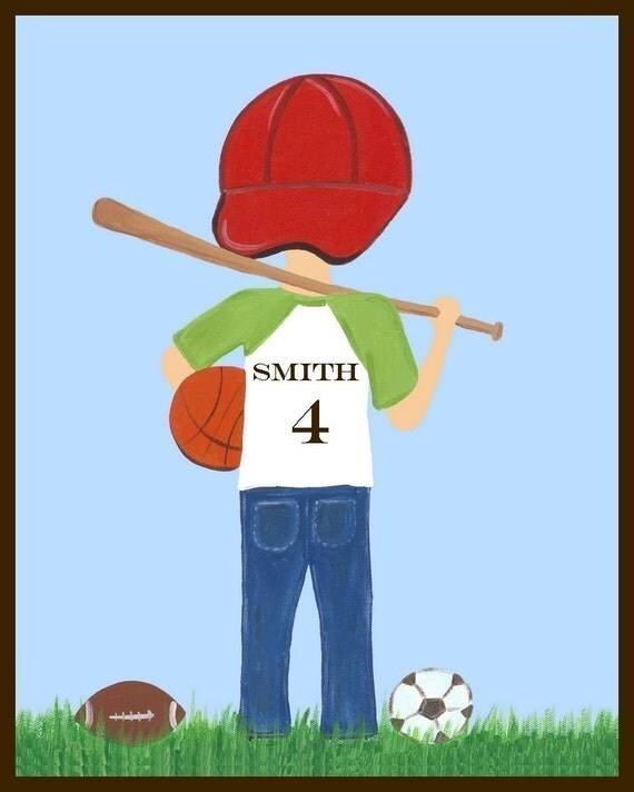 Items similar to 11x14 Sports Boy Art Print - FREE Personalization on Etsy