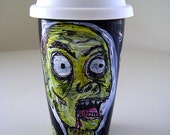 Items similar to Zombie Travel Mug Halloween Black Ceramic Horror Eco