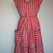 Vintage 1950s NAUTICAL Red Striped Day Dress M L Medium Large
