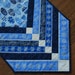 Elegant Quilted Table Runner Holiday chevron Silver and Blue 17 by 40