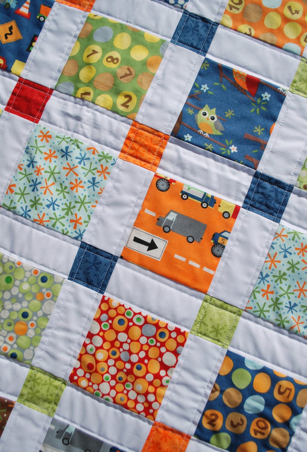 Baby Toddler Quilt Ten Little Things 35 by 40 by MonkeyMuffin