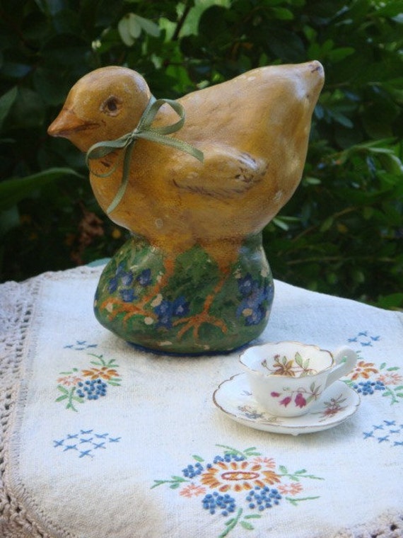 Baby Chick Paper Mache Easter Figurine
