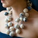 Felted necklace Gzhel / blue white - Free Shipping