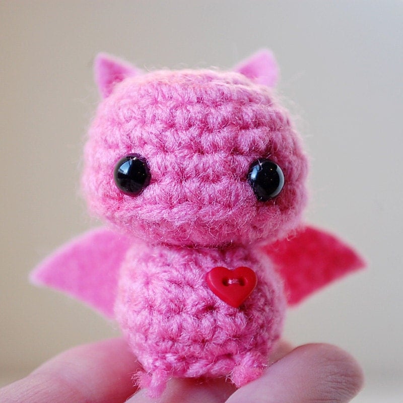 Baby Pink Bat Kawaii Mini Amigurumi by twistyfishies on Etsy