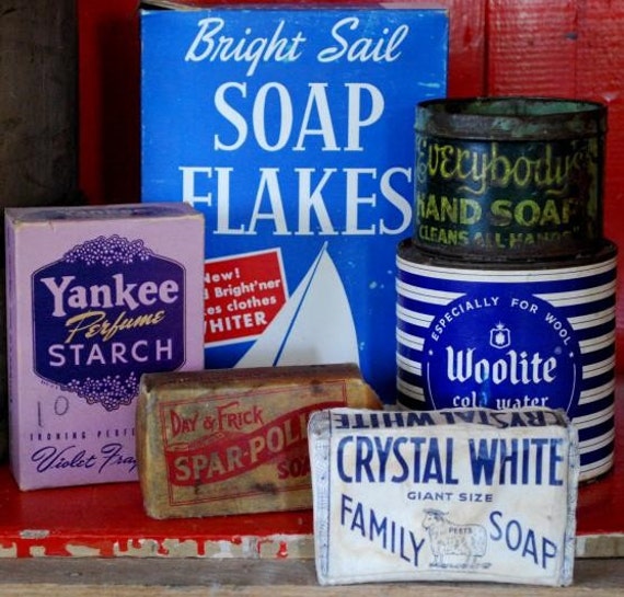 Collection of Old Vintage Soap Laundry Items by redroosterbab