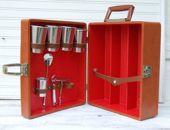 vintage suitcase bar