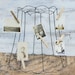 Vintage - Wire Frame Lampshade. Photo Display. Mobile