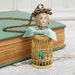 Birdcage Nest Necklace Assemblage Vintage Jewels Porcelain Doll Bird Nest Bird Light Blue Turquoise