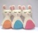 Bunny Rabbit Felt Plush Party Favors - Easter Bunny - Set of 3 - Pastel Pink, Blue & Orange