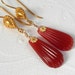 Luxurious Art Deco Earrings Carnelian colored with Vermeil Gold
