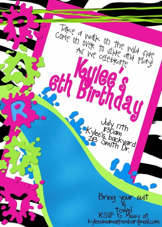 Water Slide Birthday Invitation Il_570xn