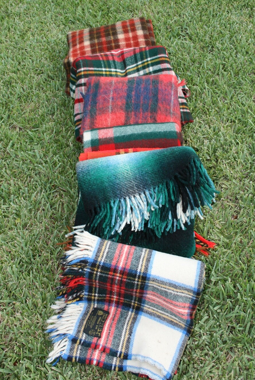 Puddles and Puddles of Plaid Scotland Plaid Blanket