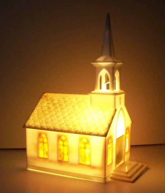 Vintage NOMA Lighted Church Music Box Circa 1950s Christmas