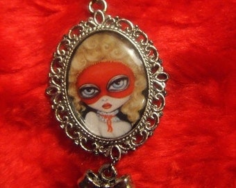 GAMES 2 big eye victorian Marie Antoinette masquerade mask flirty cameo pendant necklace NINA FRIDAY
