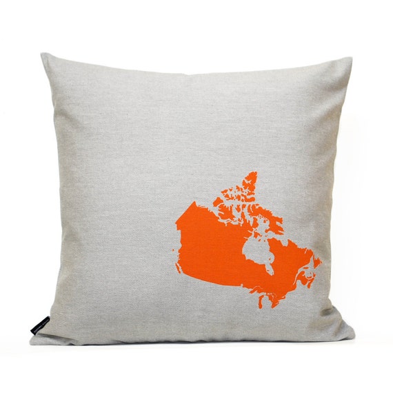 Map of Canada Pillow Cover in Grey Twill