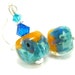 Turquoise Blue & Orange Earrings, Glass Earrings, Beadwork Earrings, Boro Lampwork Earrings, Tropical Dangle Earrings - Bahama Mama