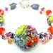 Colorful Floral Bracelet, Nature Jewelry Lampwork Glass Bracelet, Autumn Fall Flowers Crystal Orange Yellow Fuchsia Blue - Wildflowers