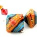 Orange Blue Glass Earrings, Turquoise Blue Orange Lampwork Bead Earrings, Sterling Silver Crystal - Red River Canyon