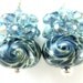 Blue Glass Earrings, Navy Blue Boro Lampwork Earrings, Blue Crystal Earrings, Sterling Silver Earrings - Nebula