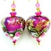 Hot Pink Heart Earrings, White Gold Pink Lampwork Glass Heart Earrings, 14k Gold Filled Crystal - Hopeless Romantic