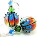 Rainbow Earrings, Rainbow Lampwork Glass Bead Earrings, Crystal Sterling Silver - Electric Rainbow