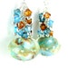 Lampwork Earrings, Aqua Blue Earrings, Crystal Earrings, Blue Brown Gold Glass Earrings, Beadwork Earrings, Dangle Earrings - Cloud Dance