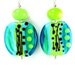 Turquoise Blue Green Glass Earrings, Abstract Earrings, Lime Green Aqua Blue Lampwork Earrings, Neon Earrings - Caribbean Vacation