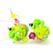 Frog Earrings, Lime Green Frog Lampwork Earrings, Green Yellow Pink Glass Earrings, Neon Earrings, Animal Earrings - Leap Frog