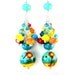 RESERVED Colorful Long Dangle Earrings, Lampwork Earrings, Teal Yellow Red Earrings, Glass Earrings, Beadwork Earrings, Unique Earrings -