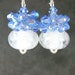 Light Blue & White Earrings, Blue Crystal Earrings, Boro Lampwork Earrings, Glass Earrings Ice Blue Earrings Beadwork Earrings Arctic Chill