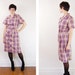 1970s Shirtdress Purple Plaid - S/M