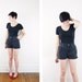 Black High Waisted Cut Off Denim Shorts - M