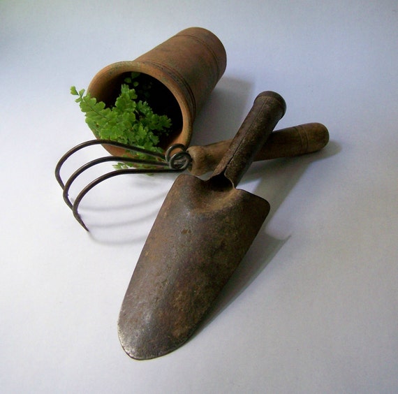 Vintage Gardening Tools Trowel and Cultivator