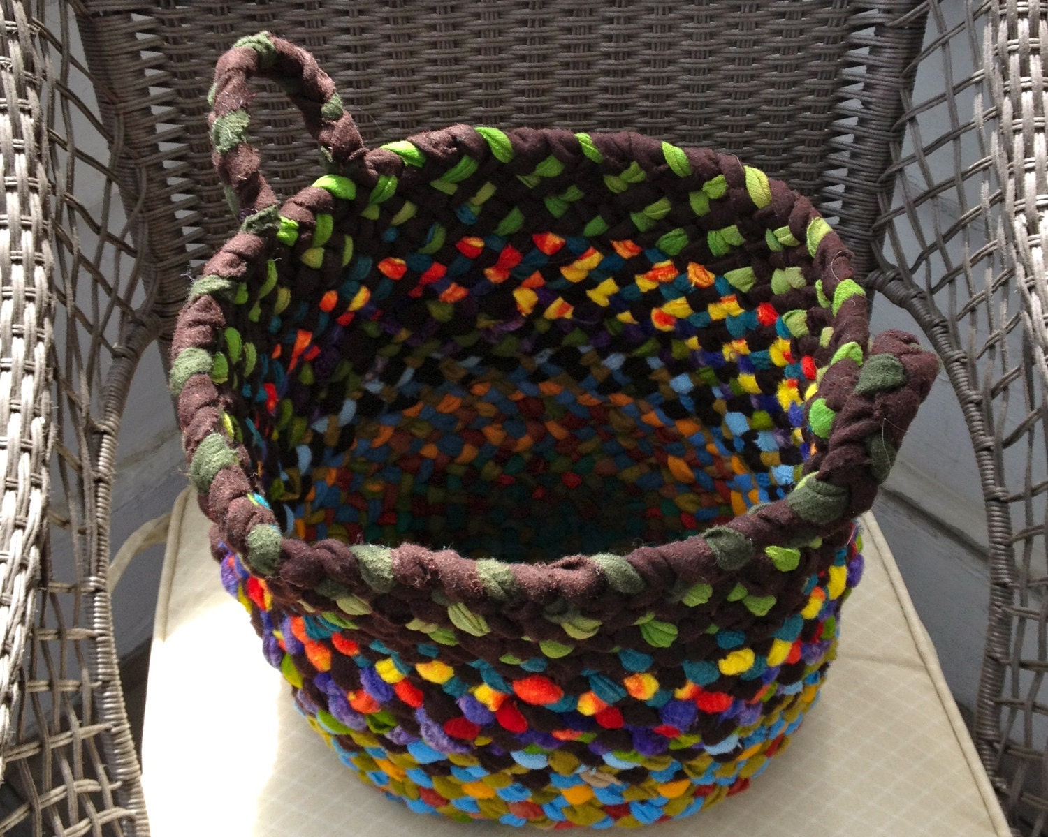 Braided Rug Coiled Basket Using Recycled Wool by ThreadsOfMeaning