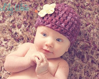 Newborn Photo Prop Hat- Burgandy/Plum