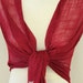 Burgundy red linen wrinkle scarf, shawl, wrap with monogram