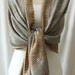 Soft silver and gold paisley edge shawl, scarf, wrap, mother of the bride gifts, monogrammed gifts
