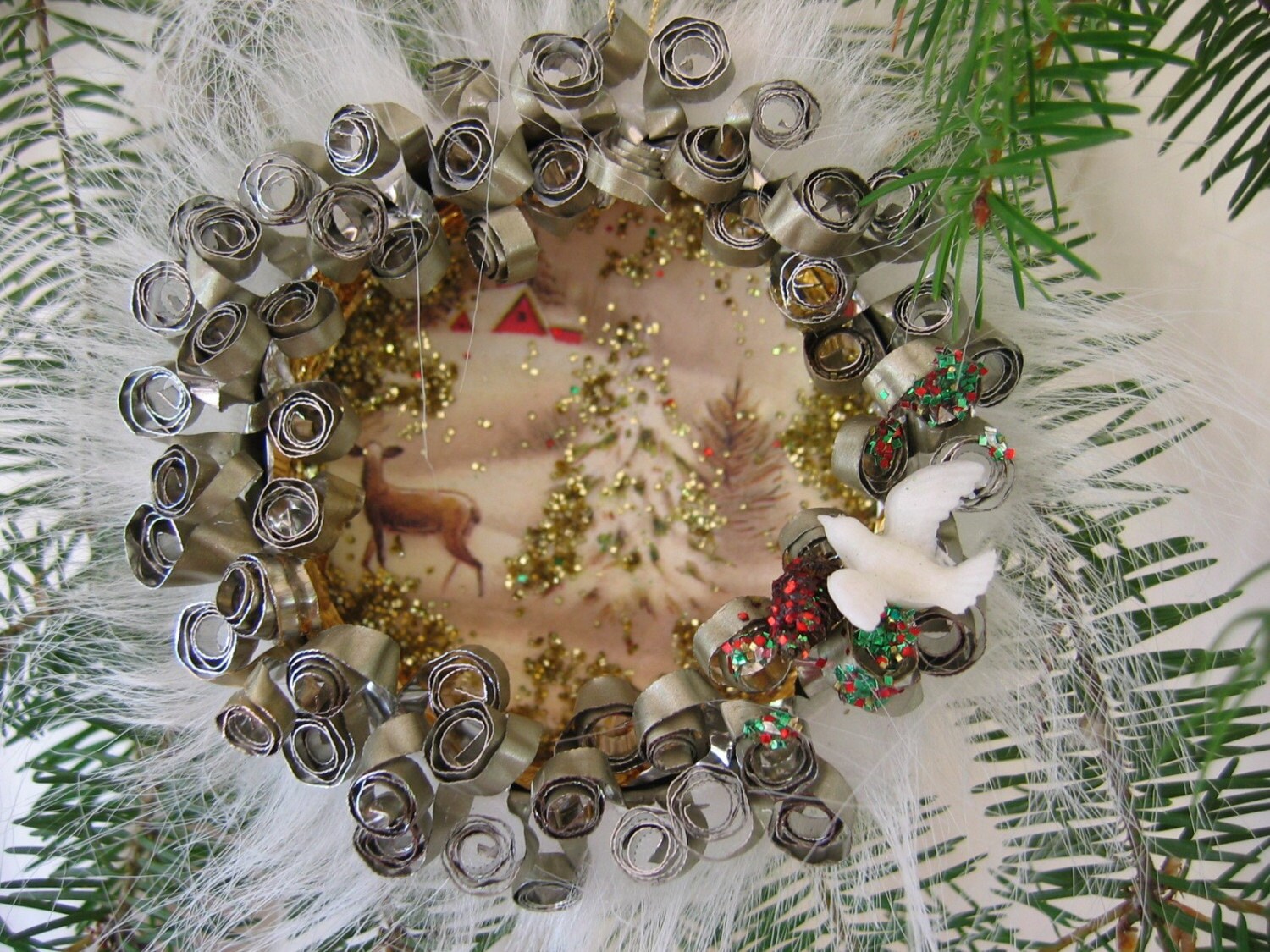 Recycled Tin Can Christmas Ornament House In The Woods