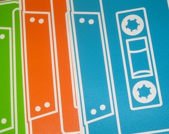 cassette tape vinyl sticker 3-pack, mixed tape decal pack, 80s