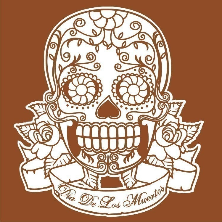 Sugar Skull Vinyl Wall Decal With Custom Banner Day Of The 4708