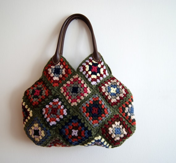 Crochet granny square bag by knittingcate on Etsy