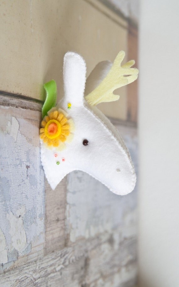 Promise of Spring felt mounted deer head with