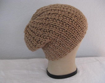 Slouchy Beanie in Latte. Merino Wool and Silk. Luxe Hand Knit Hat. Fall and Winter Accessories.