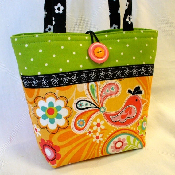 Childs Purse Fancy Bird Kids Mini Tote Bag Little Girls Purse