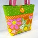 Little Girls Purse DAISY Dots Citrus Yellow Orange Lime Floral Mini Tote Bag Small Childs Bag Kids Purse Handmade