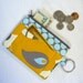 Zipper Coin Purse Amy Butler Fabric Morning Glory Gold Card Slot Key Ring Fob Lotus Yellow Gray Blue Fabric Wallet