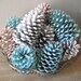 Special order for RACHEL ...... rustic Painted Pine cones .... table decoration .... Pink White Tiffany Blue