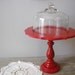 gorgeous Red dessert stand with cloche dome ... cupcake cake pedestal