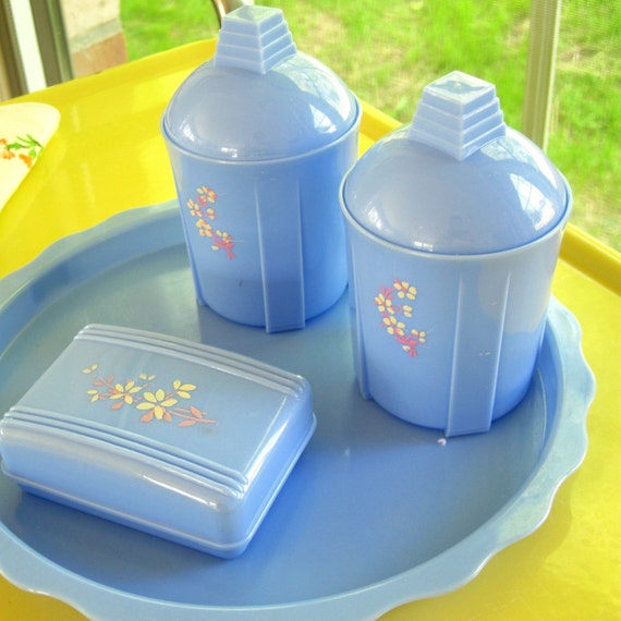 Vintage Plastic Vanity Set Stamped Made in the USA